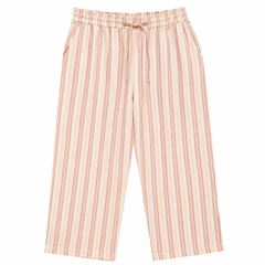 Striped Wide Leg Pajama - Elastic Waist with Drawstring - U-12