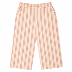 Striped Wide Leg Pajama - Elastic Waist with Drawstring - U-12
