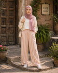 Striped Wide Leg Pajama - Elastic Waist with Drawstring - U-12