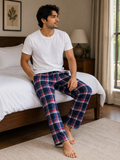 Classic Check Plaid Lounge Pajama - Elastic Waist, Drawstring - U-18