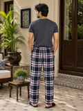 Classic Check Plaid Lounge Pajama - Elastic Waist, Drawstring - U-20