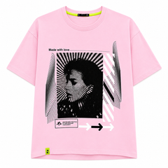 Short Sleeves Round Neck Made With Love Graphic T-Shirt - U-32