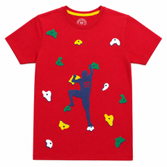 Rock Climber Graphic T-Shirt - 3D Puff Print, Colorful Holds - K-81