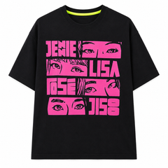 Short Sleeves Round Neack With K-Pop Eyes Graphic T-Shirt - U-35