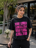 Short Sleeves Round Neack With K-Pop Eyes Graphic T-Shirt - U-35