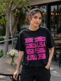 Short Sleeves Round Neack With K-Pop Eyes Graphic T-Shirt - U-39
