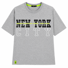 Short Sleeves Round Neck With New York City Graphic T-Shirt - Typography Print - U-44