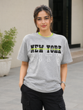 Short Sleeves Round Neck With New York City Graphic T-Shirt - Typography Print - U-44