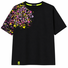 Short Sleeves Round Neck With Splash Graphic T-Shirt - Asymmetric Paint Print - U-45