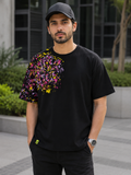 Short Sleeves Round Neck With Splash Graphic T-Shirt - Asymmetric Paint Print - U-45
