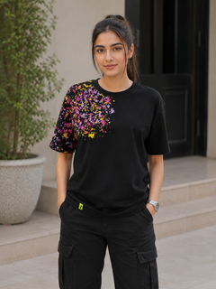 Short Sleeves Round Neck With Splash Graphic T-Shirt - Asymmetric Paint Print - U-45
