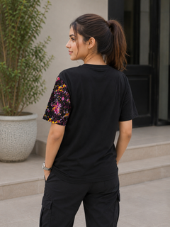 Short Sleeves Round Neck With Splash Graphic T-Shirt - Asymmetric Paint Print - U-45