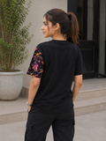 Short Sleeves Round Neck With Splash Graphic T-Shirt - Asymmetric Paint Print - U-45