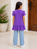 Flower Bicycle Ruffle Hem Dress - 3D Floral Applique - K-84