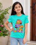 Garfield Graphic T-Shirt - Ruffle Sleeves, Colorful Print - K-83