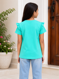 Garfield Graphic T-Shirt - Ruffle Sleeves, Colorful Print - K-83