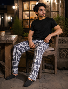 Winter Woods Nordic Print Lounge Pajama - Bear Pine Tree - U-14