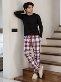 Classic Tartan Check Lounge Pajama - Plaid Print, Drawstring - U-15