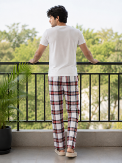 Classic Tartan Check Lounge Pajama - Plaid Print, Drawstring - U-15