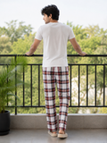 Classic Tartan Check Lounge Pajama - Plaid Print, Drawstring - U-15