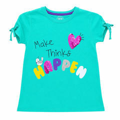 Short Sleeves Round Neck With Glitter Printed T-Shirt - K-87