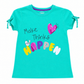 Short Sleeves Round Neck With Glitter Printed T-Shirt - K-87
