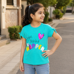 Short Sleeves Round Neck With Glitter Printed T-Shirt - K-87