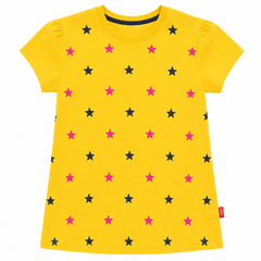 Short Sleeves Round Neck With Mustard Star All Over Puff Sleeve T-Shirt - K-89