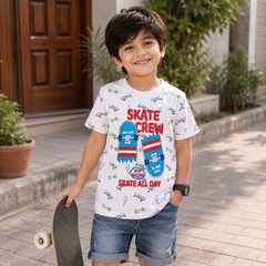 Short Sleeves Round Neck With Puffy Printed T-Shirt - K-99