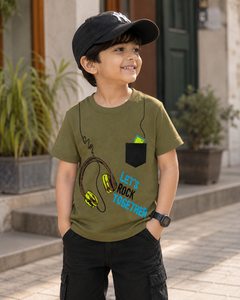Short Sleeves Round Neck With Graphic Printed T-Shirt - K-107