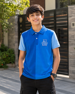 Color Block Polo Club Crest Pique Polo T-Shirt - K-112