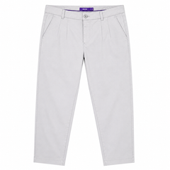 Smart Chino Straight Pants - Belt Loops, Pleats, Side Pockets - W-111