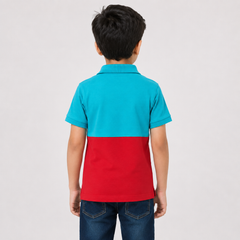 Red Surf's Up Color Block Polo T-Shirt - K-119