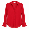 Stylish Red Chiffon Shirt with Flare Sleeves - W-114