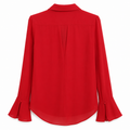 Stylish Red Chiffon Shirt with Flare Sleeves - W-114