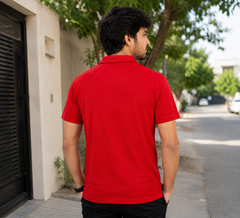 Short Sleeves Plain Red Polo Shirt - M-131