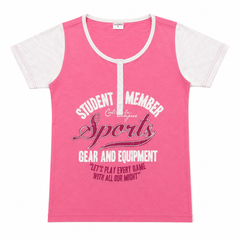 Raglan Sleeves Round Neck With Graphic Print T-Shirt - K-21