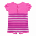 Pink Striped Romper With Stylish Crossover yoke Cap Sleeves - K-24