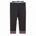 Women Black Printed Ankle Pants Ethnic Border Hem - W-44