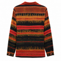 Women's Rust Black Abstract Stripe Viscose Shirt - Camp Collar, Full Sleeve - W-63