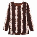 Women's Coffee Brown Tie-Dye Georgette Tunic - Round Neck, Full Sleeve - W-65