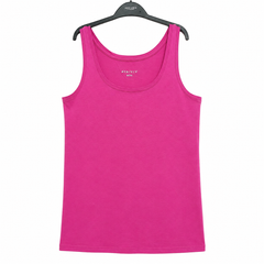 Women's Hot Pink Solid Cotton Tank Top - Scoop Neck, Sleeveless - W-66