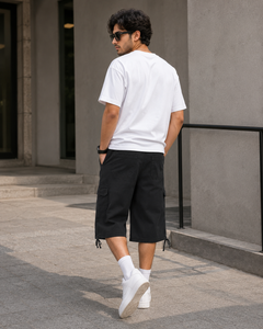 Mens Cotton Cargo Shorts Regular Fit Multi Pocket - M-115