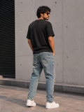 Mens Acid Wash Patchwork Ripped Jeans - M-119