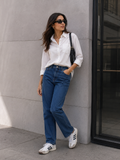 Women Dark Blue Stretch Skinny Jeans Mid Rise Classic 5-Pocket - W-38