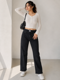 Women Skinny Jeans Mid Rise Raw Frayed Hem - W-41