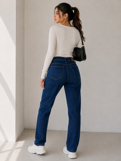 Women Dark Blue Skinny Jeans Mid Rise Classic 5-Pocket - W-42