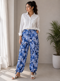 Women Printed Cargo Capri Pants Joggers - W-46