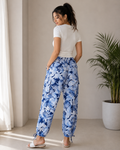 Women Printed Cargo Capri Pants Joggers - W-46
