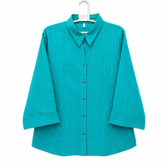 Women's Self-Striped Button Down Shirt / Tunic - W-51
